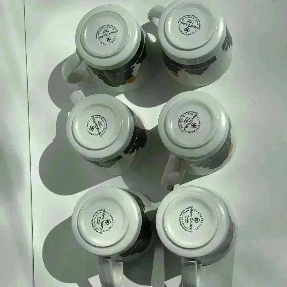 Set of 6 1978 Royal Doulton Lambethware Stoneware LS1031 Prairie  cups - Picture 7 of 7